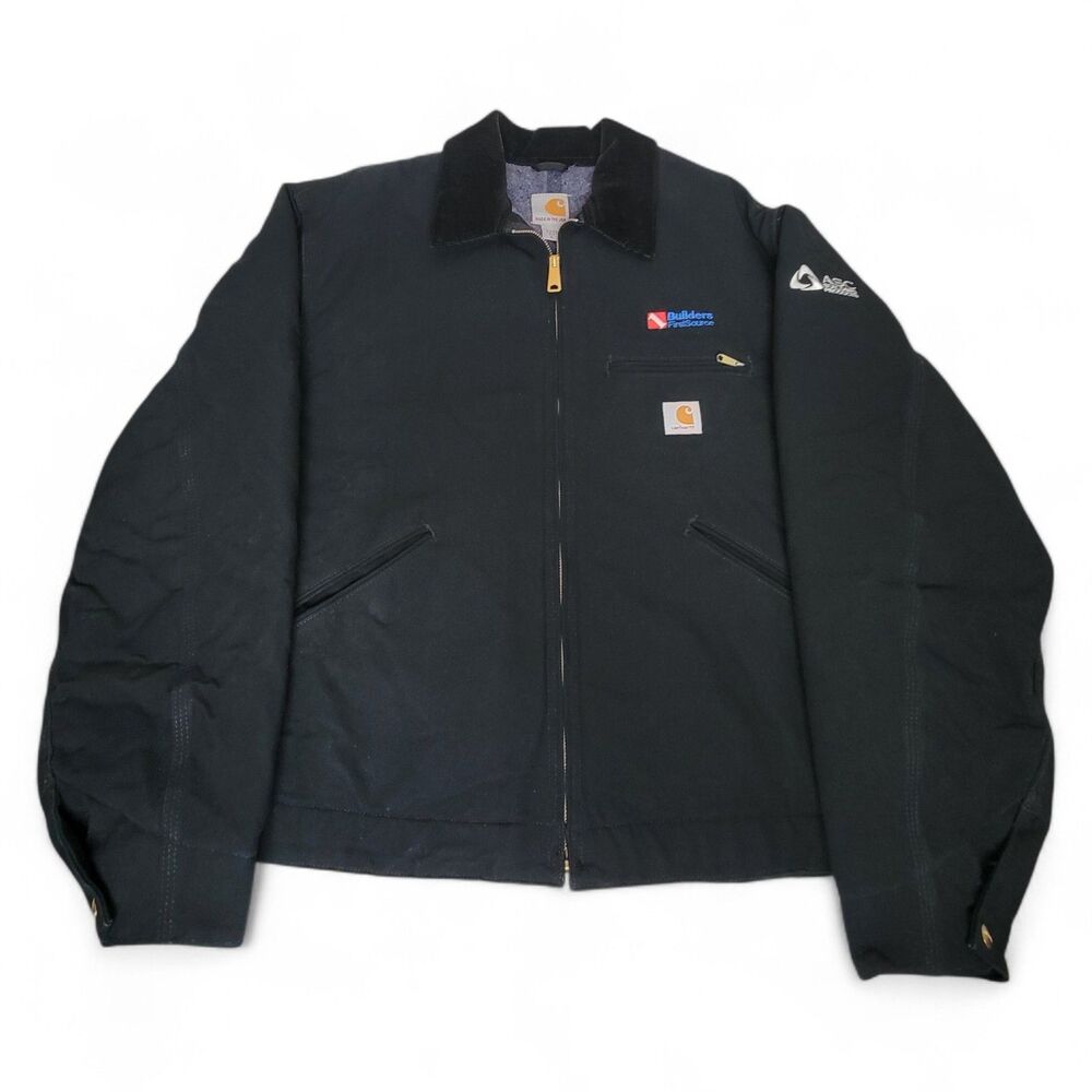 Carhartt Detroit Jacket XL Black Blanket Lined USA Builders FirstSource Patch